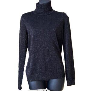 NWT Shimmery Black Knit Turtleneck | Semi Sheer | Size M
